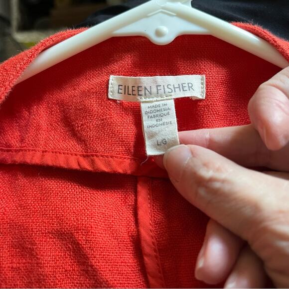 Eileen Fisher Geranium Heavy Organic Linen Breasted Jacket Size Large EUC - Picture 3 of 8